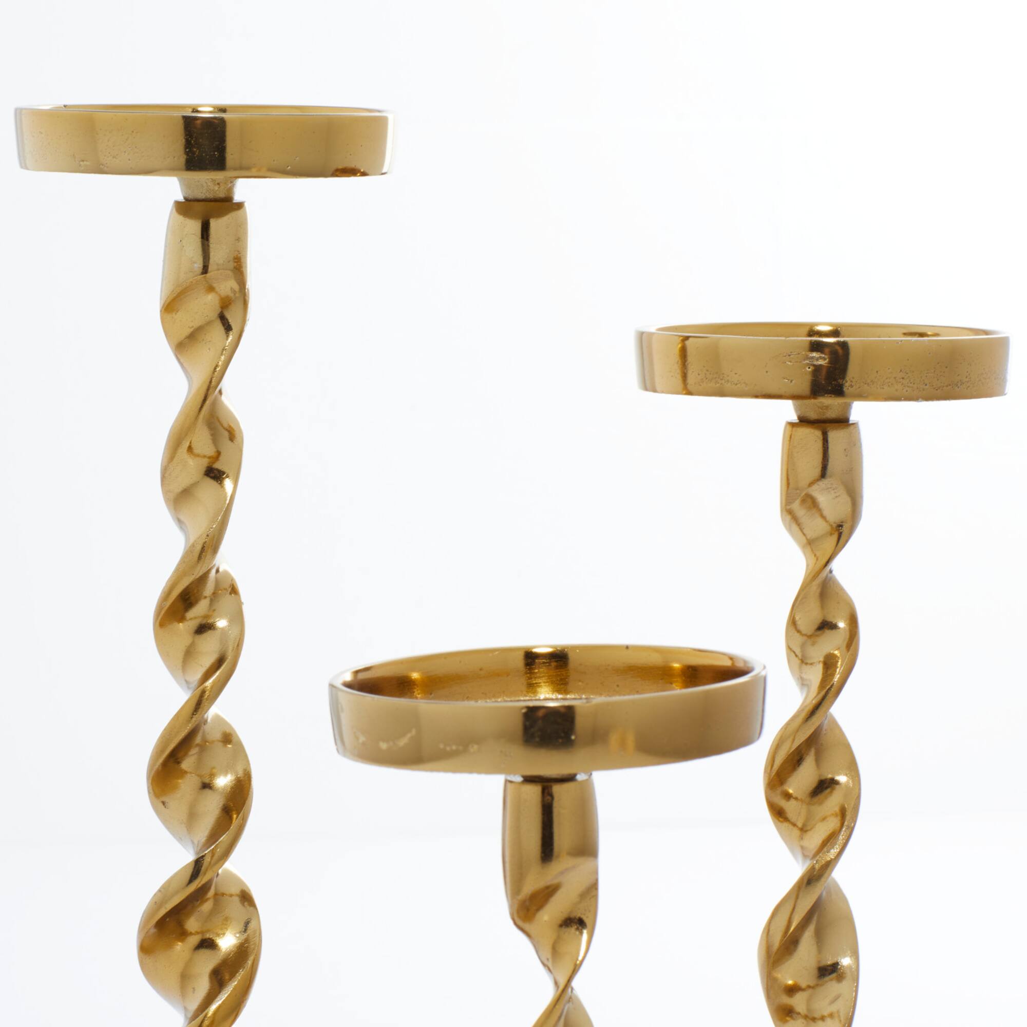 Gold Aluminum Coastal Candle Holder Set